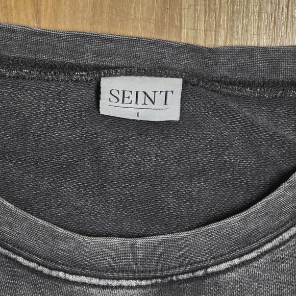 Seint Women's Oversized Stonewash‎ Gray Crewneck Sweatshirt Size Large - Picture 5 of 7